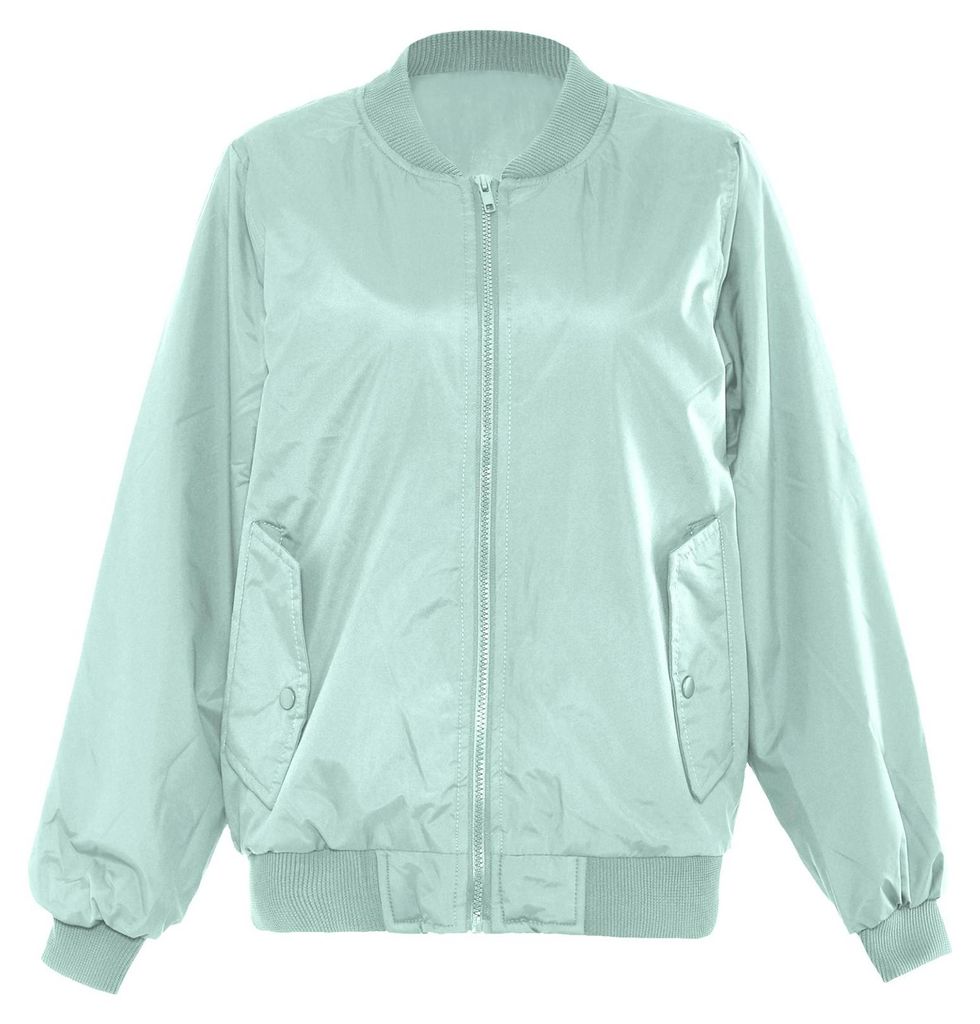 Damen Jacke XL in Grün, leicht glänzend mit schrägen Pattentaschen