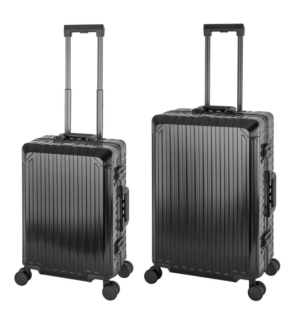 Travelhouse Tokyo Alu Reisekoffer Schwarz S-55cm & M-66cm Hartschalenkoffer Reise Trolley Koffer Set