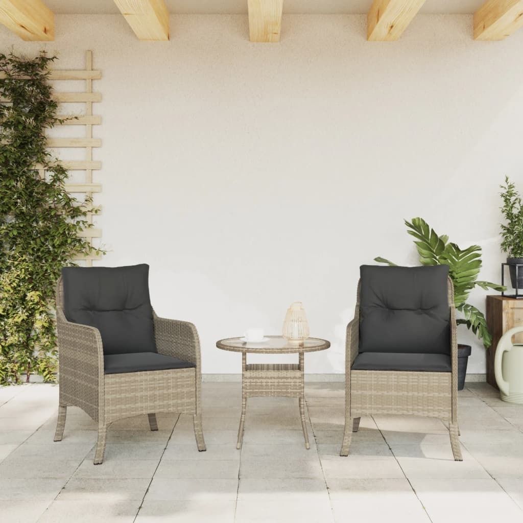 " "Outdoor-Stuhl/Picknickstuhl - Gartenstühle mit Kissen 2er Set - Gartensessel - Hellgrau Poly Rattan - 58,5x67x86 cm NeuMöbel 6819587