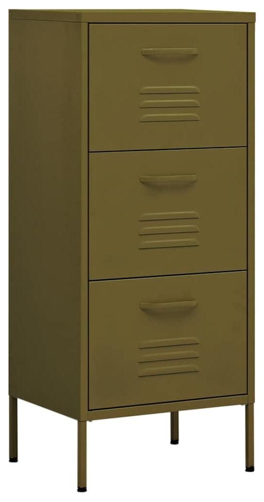 vidaXL Beistellschrank Olivgrün 42,5x35x101,5 cm Stahl Produktbild 
