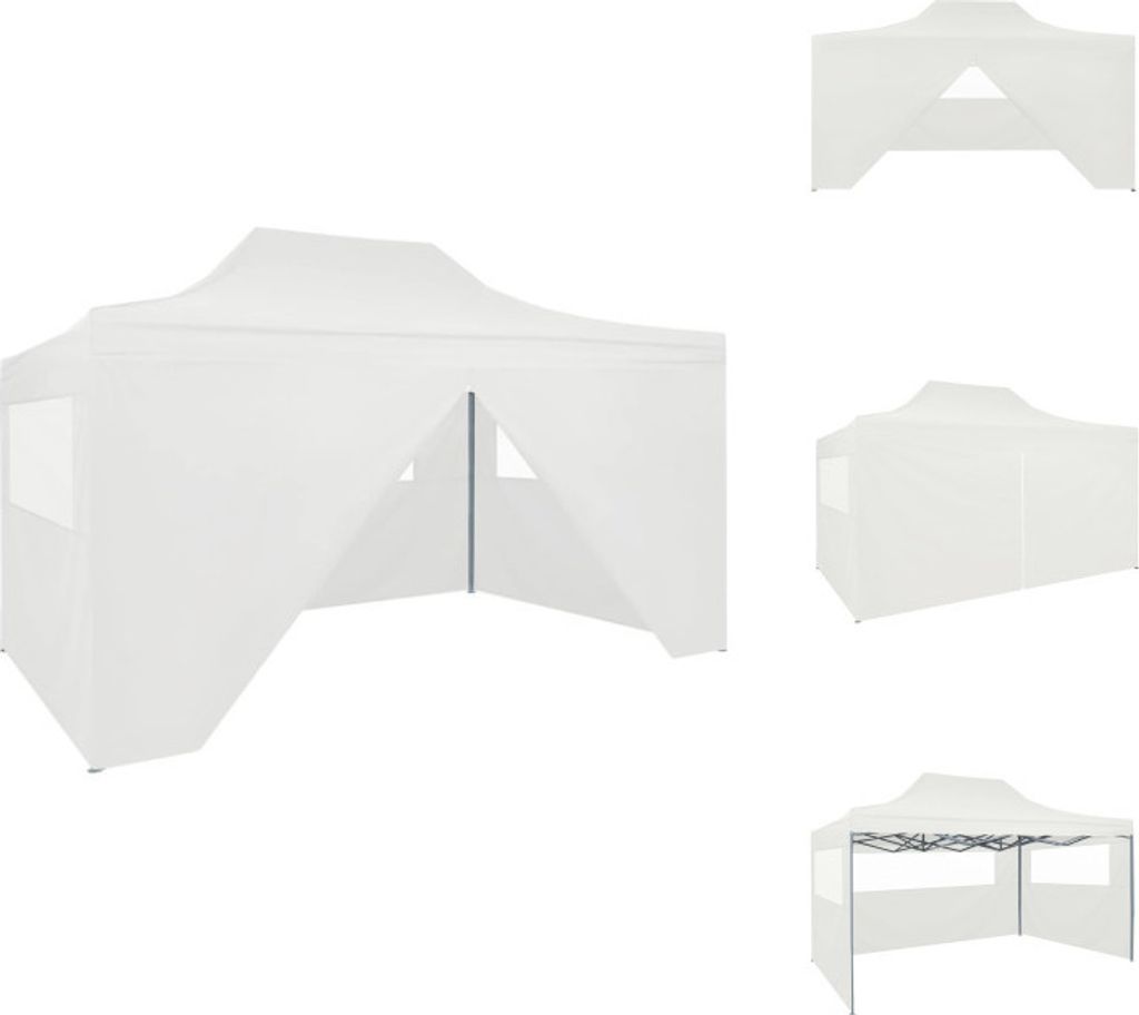 vidaXL Partyzelt Faltbar mit 4 Seitenteilen 3x4,5 m Weiß - Pavillons & Partyzelte