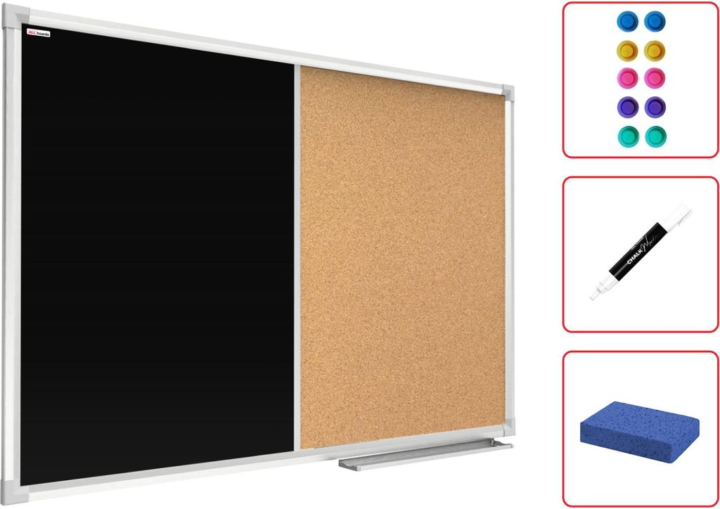 Tablica COMBI czarna magnetyczna korkowa 120x90 cm rama Zdjęcie produktu 