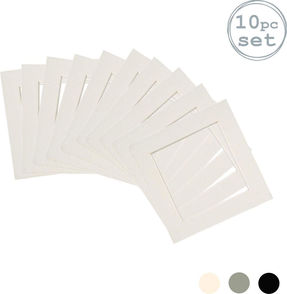 Nicola Spring 10pc Bild Photo Mounts Set - To Fit Frame-Größe 6 x 6 für Bildgröße 4 x 4 - Ivory