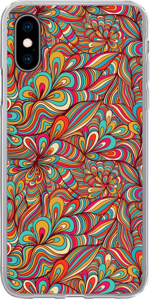 MuchoWow Handyhülle Schutzhülle Hülle für Telefoonhoesje iPhone X Design - 70er Jahre - Fantasie - Farbe Silikon Softcase Handy Hülle - Hand...