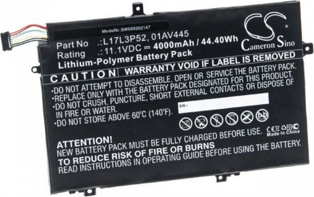 Notebook Akku für Lenovo ThinkPad E590 u.a. wie L17L3P52 Li-Polymer 11,1V 4000mAh
