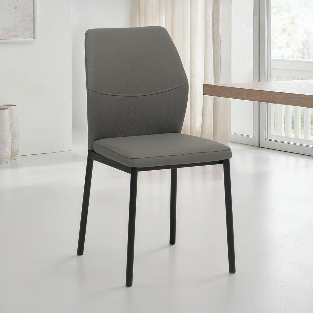 Esszimmersühle GINOVA 4er Set, Grau – Küchenstuhl gepolstert mit Kunstleder Bezug, stabile Beine aus pulverbeschichtetem Metall für Essbereich...