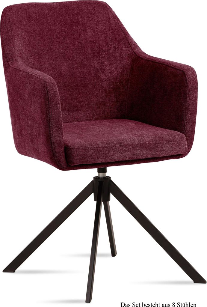 Armlehnstuhl drehbar (8er-Set) Denice 57x87x60 Schwarz/Marsala