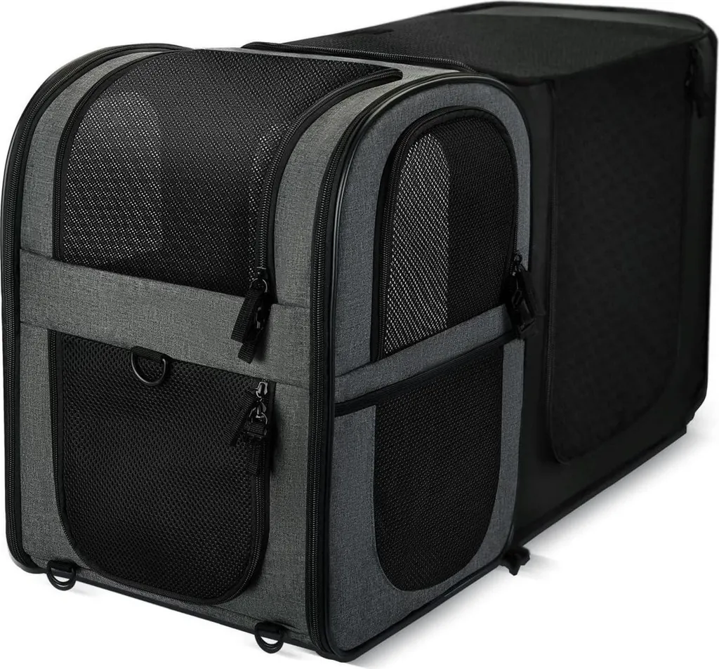 Zaino espandibile per cani e gatti grigio - Borsa per animali domestici