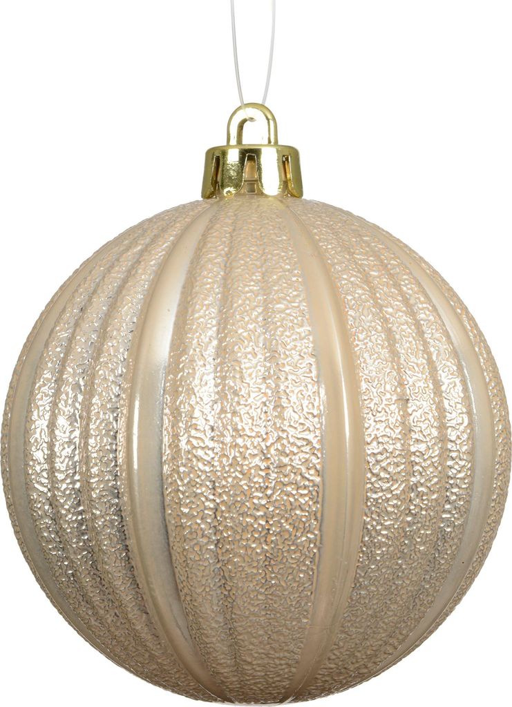 Weihnachtskugeln Kunststoff 8cm geriffelt 6 Stück - Perle Produktbild 