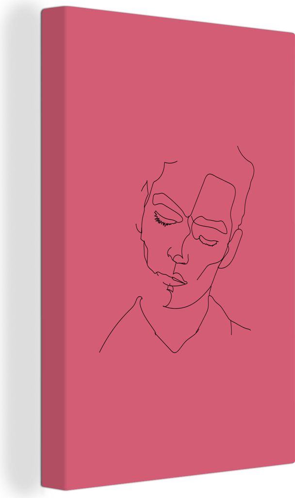 OneMillionCanvasses - Leinwandbilder - 90x140 cm, Mann - Gesicht - Rosa, Wandbilder Kunstdruck Wanddekoration - Foto auf Leinwand - Gemälde auf ...