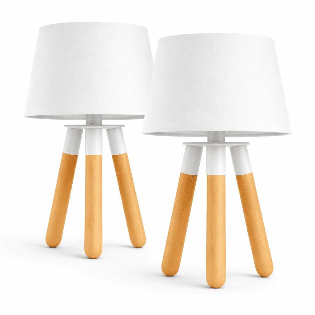 Tischlampe 2er Set Tischleuchte Schreibtischlampe Nachttischlampe Lampe weiß