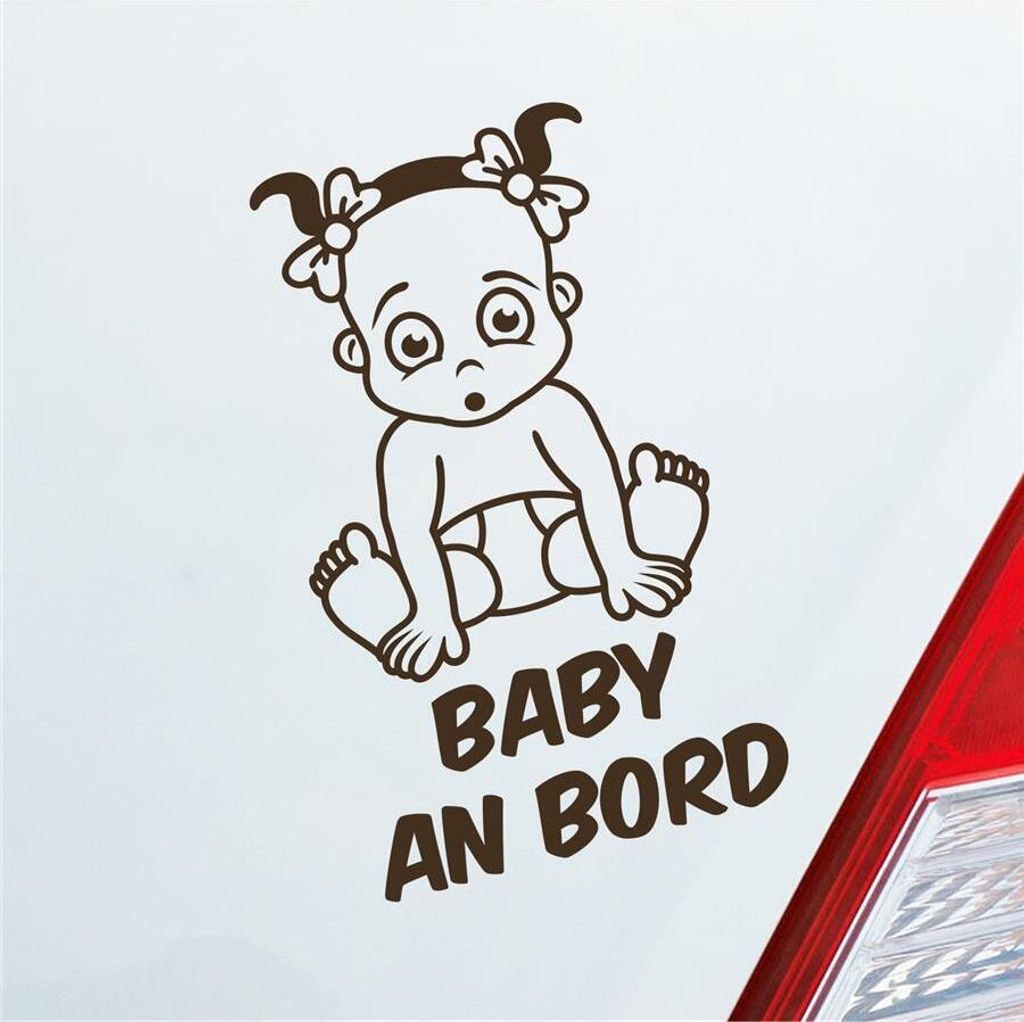 Auto Aufkleber Baby an Bord on Tour Süß 17x28 cm Braun Sticker Heckscheibenaufkleber