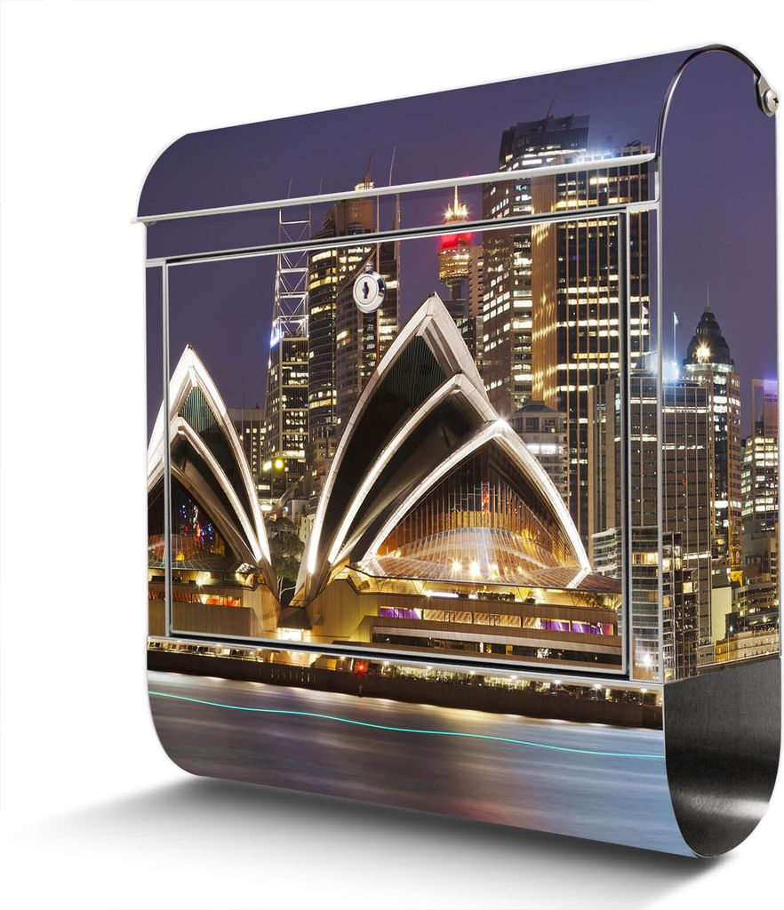 Edelstahl Briefkasten mit Zeitungsfach Sydney großer Design Produktbild 