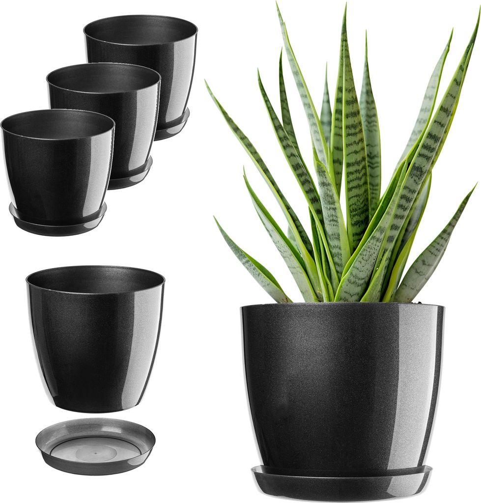 KADAX Blumentopf Blumentopfabdeckung 23 cm Blumenständer mit Ständer Graphit Kunststoff 3 Stück