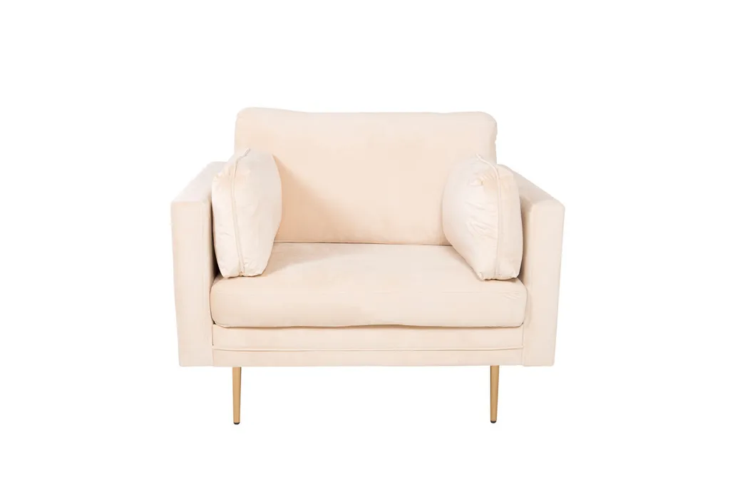Fauteuil en velours Boom beige clair - Fauteuil de salon chic et moderne