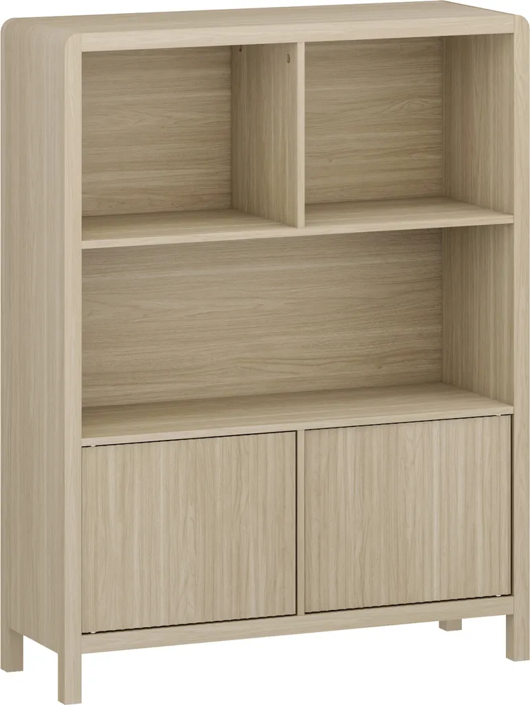 Commode Sideboard 2 Portes et 5 Compartiments en Bois de Chêne