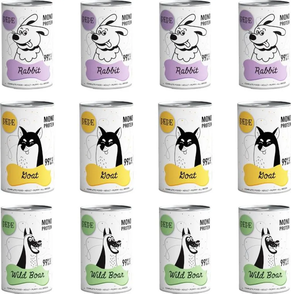 Pâtée Pepe Pet Pack mélange de saveurs pour chien, 12 x 400 g