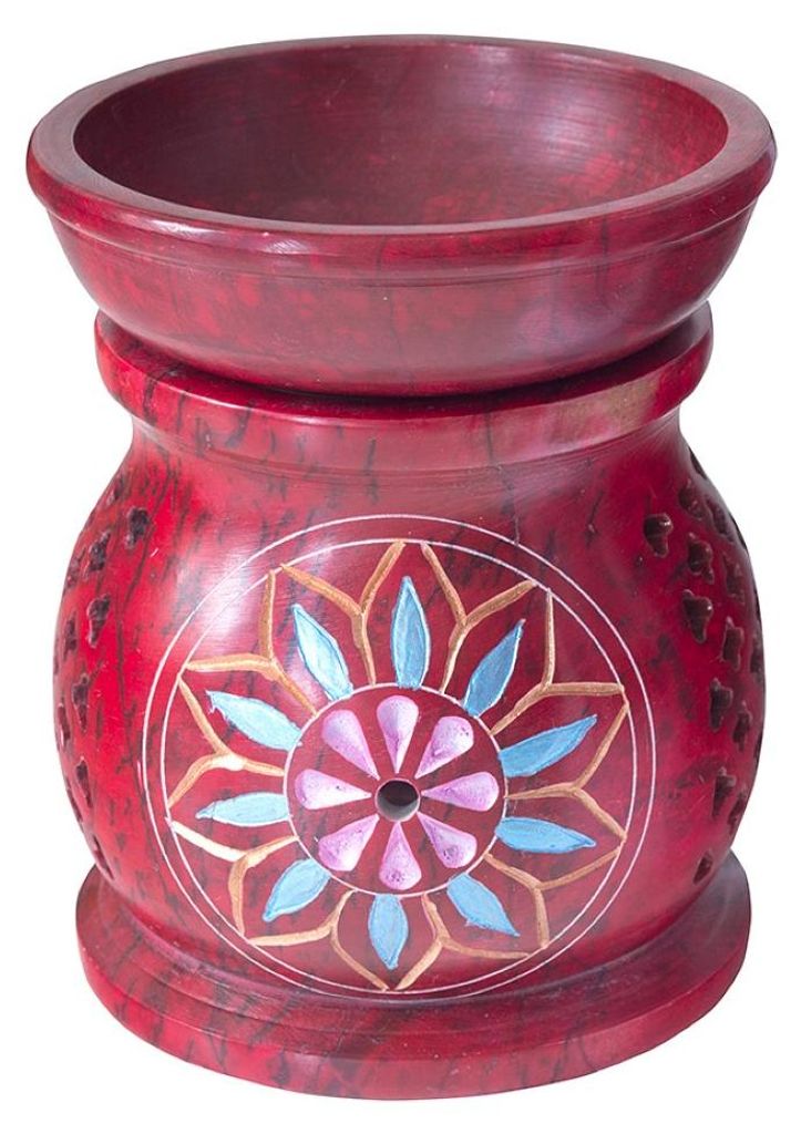 Aromalampe "Blume" Speckstein rot 6x9cm