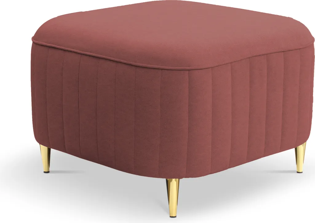 Grand Pouf Repose-pieds LAREN Carré Bourgogne avec Pieds en Métal