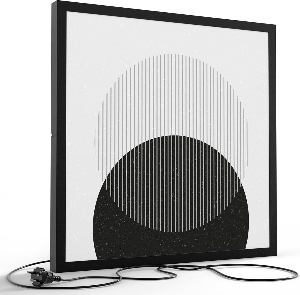 DEQORI LED-Bild & Lampe 60x60 cm Schwarz 'Licht und Schatten' Leuchtbild LED Leuchte