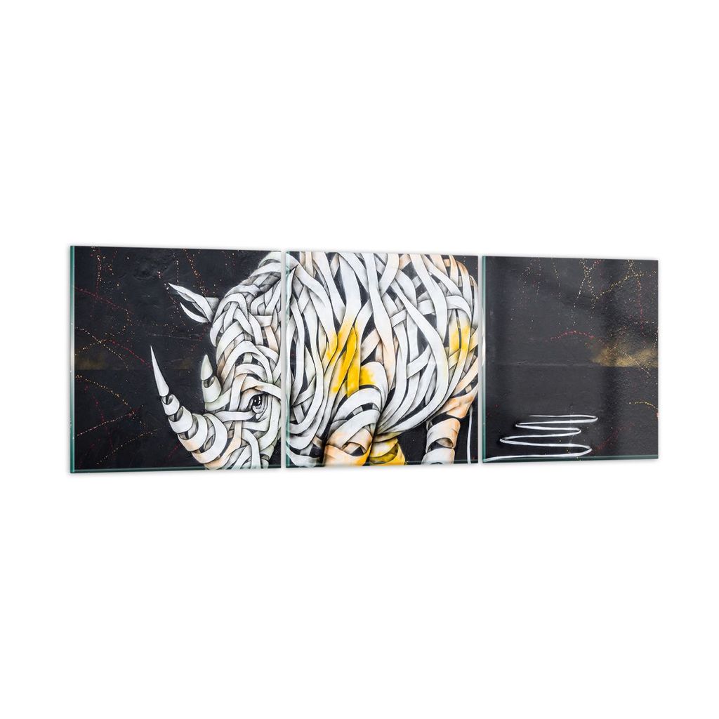 Bilder auf glas - Nashorn modern - 90x30cm - Glasbilder - Wandbilder - Bilder - Kunstdruck - zum Aufhängen bereit - Wanddekoration aus Glas - Glas...