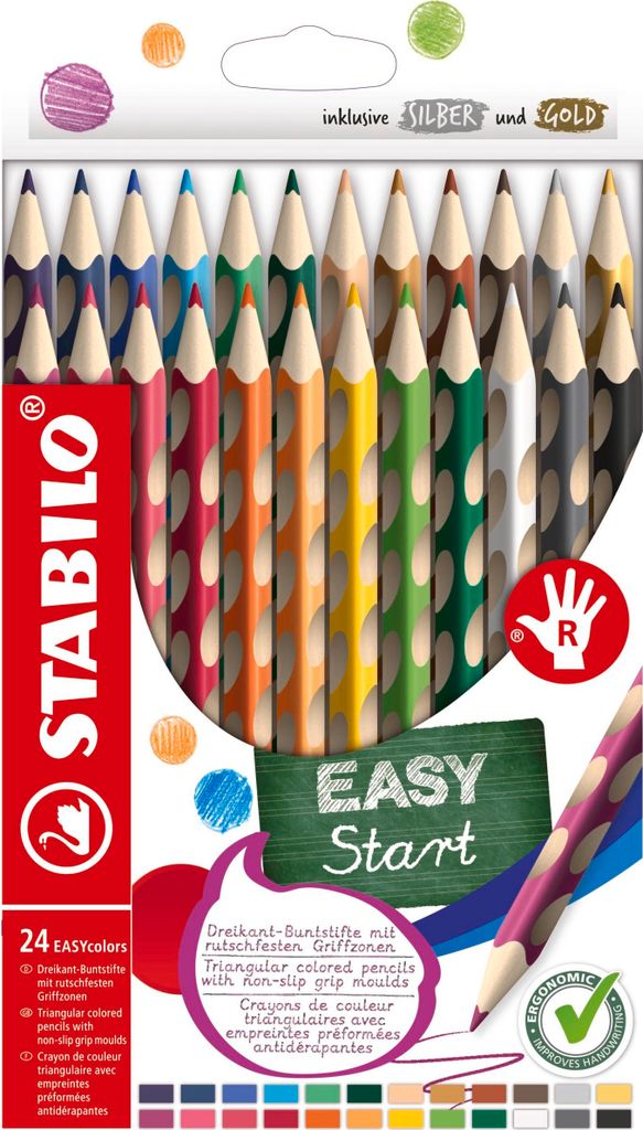 STABILO Dreikant-Buntstifte EASYcolors R 24er Etui für Rechtshänder