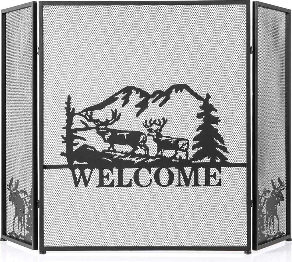 Kaminschutzgitter, 3-teilig, faltbar, Metallgewebe, 132 x 79 cm