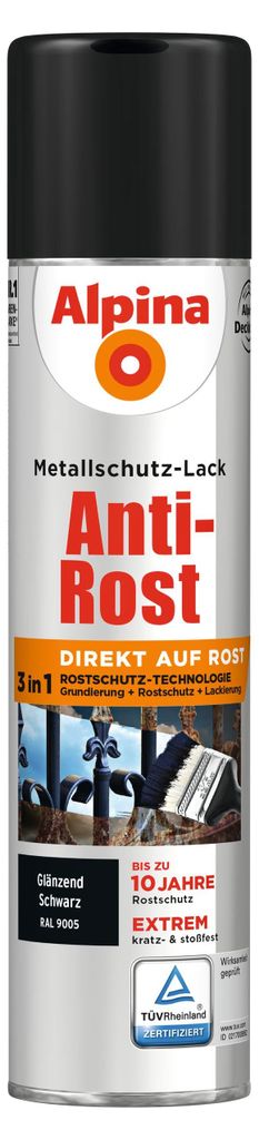 Alpina Sprühmetallschutz-Lack Anti Rost 400 ml schwarz Produktbild 
