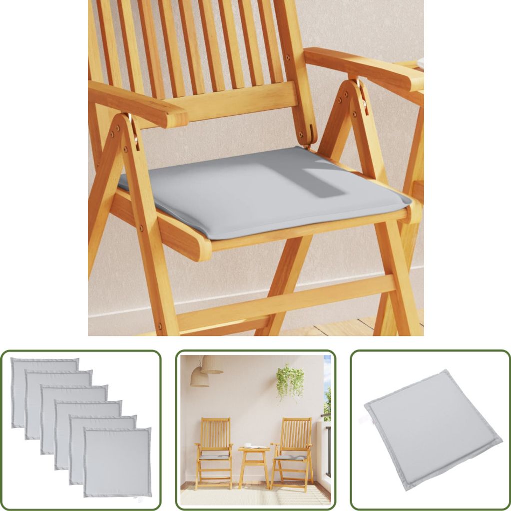 The Living Store Garten-Sitzkissen 6 Stk. Hellgrau 45x45x2 cm Quadratisch