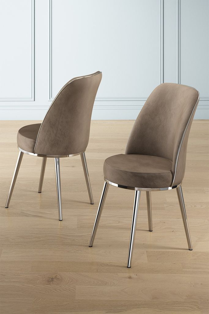 Skye Decor, Pefa - Cappuccino, Chrome, Set di sedie (2 Immagine del prodotto 
