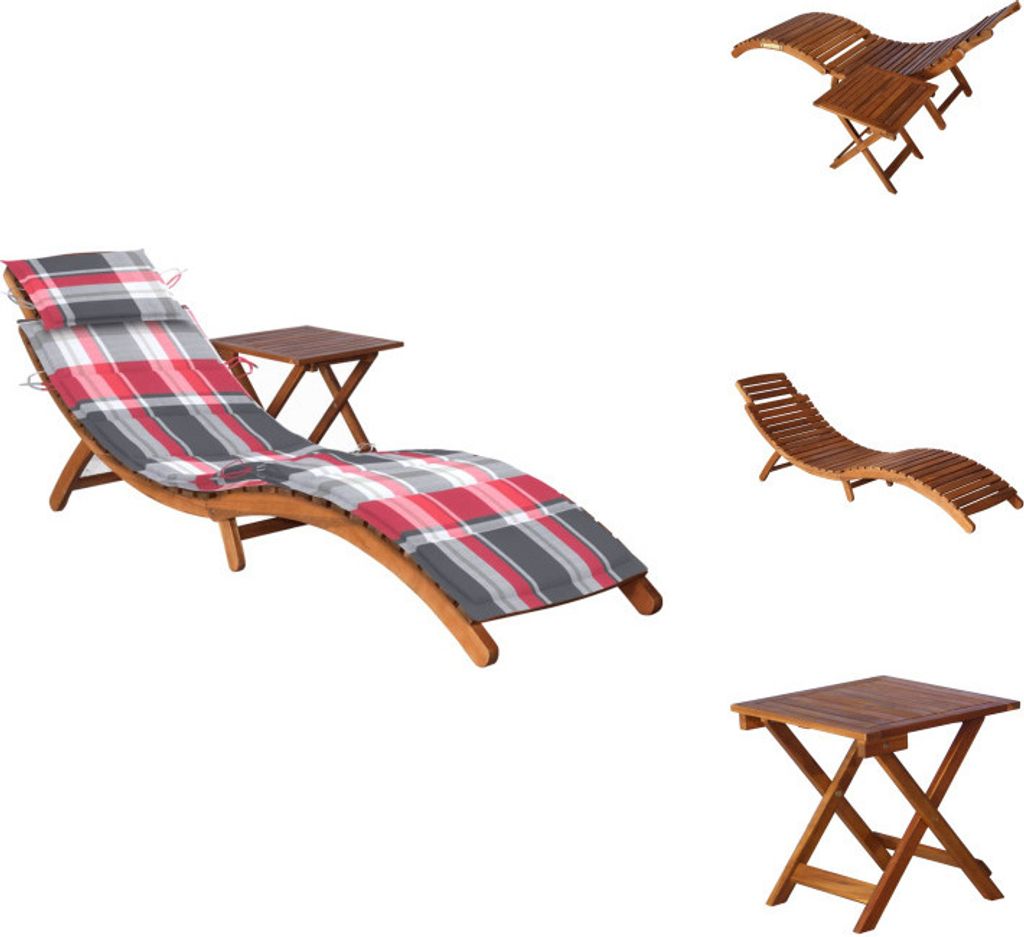 vidaXL Sonnenliege mit Tisch und Auflage Massivholz Akazie Produktbild 