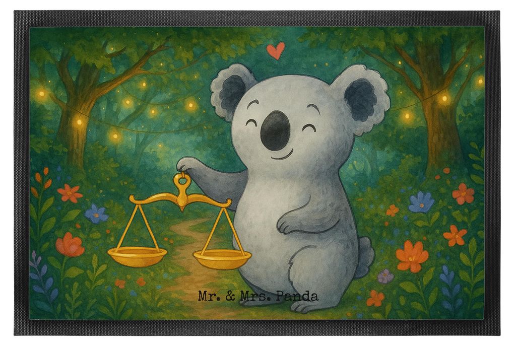 Mr. & Mrs. Panda Schmutzmatte Waage Astrologie Design 40 x 60 cm - Weiß - Geschenk, Schmutzfangmatte, fußmatte, Sternzeichen, bodenmatte, Geburts...