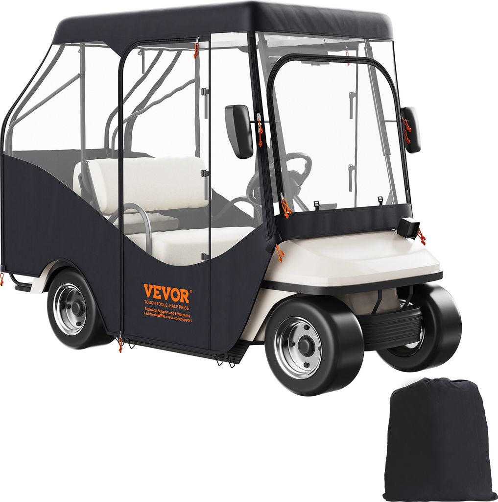 VEVOR Transparent Golfwagen Regenabdeckung 4-Personen-Golfwagenabdeckung 144 x 113 cm, 600D Wasserdicht, Tragbar, Fahrbar, Aufbewahrungsabdeckung f...