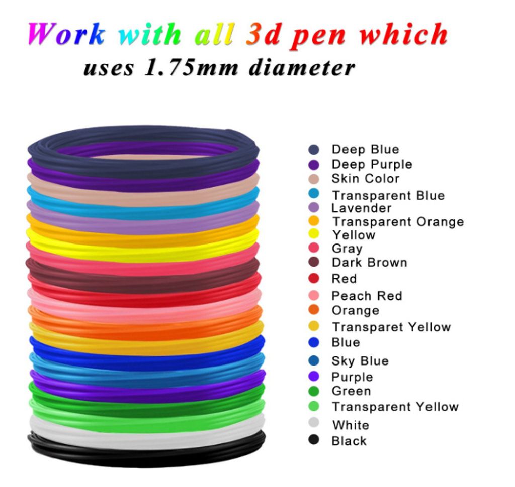 20x 10M Filament Rolle Set für PLA 20 Farben 3D Drucker Stift 1,75mm Printer Pen 