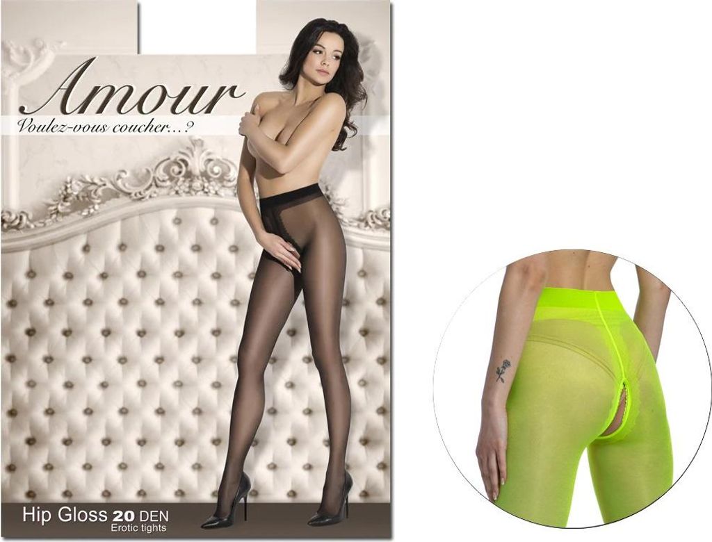 Glitzernde löchrige Strumpfhose fluo gelb 3-4 Fluo Yellow