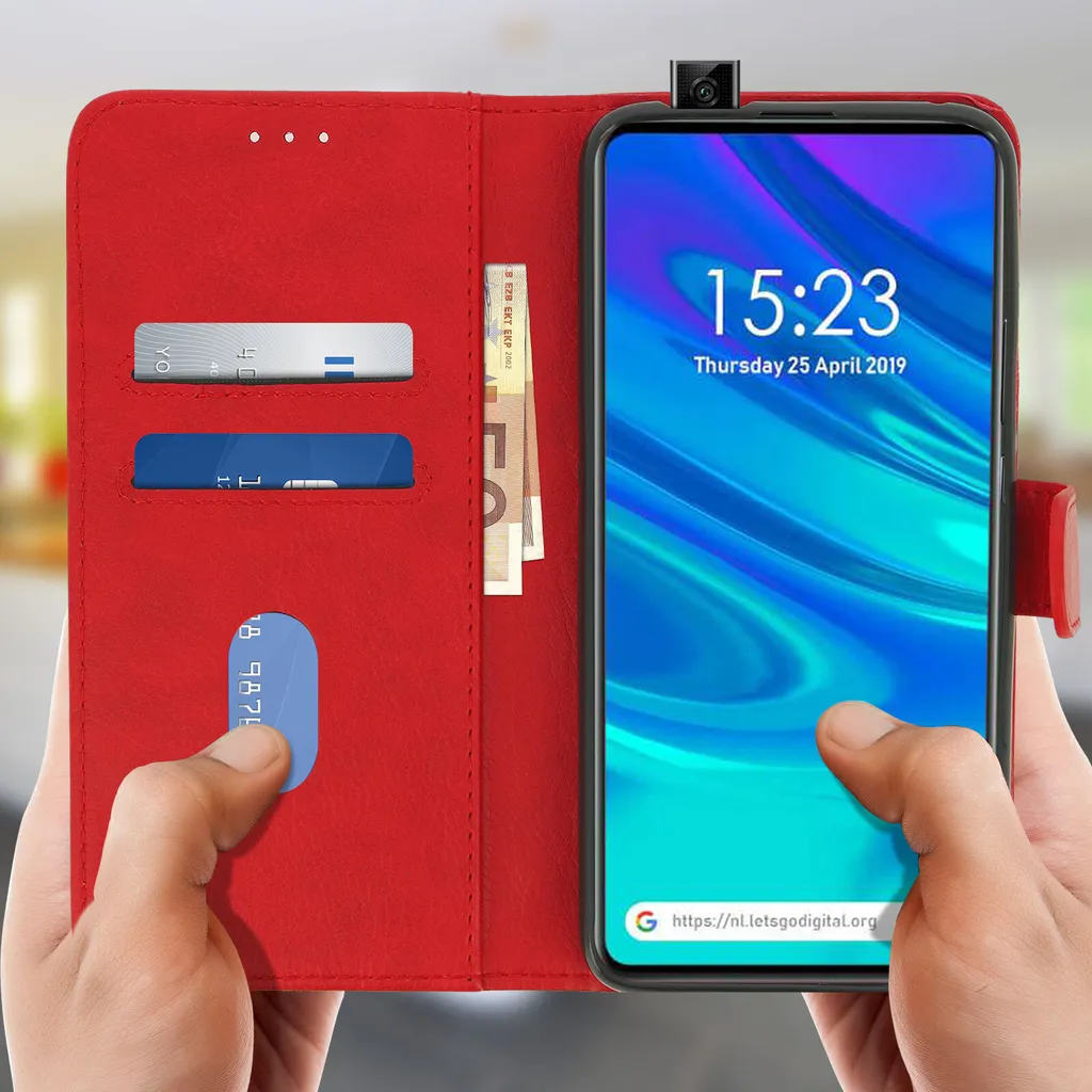 Bravoday Custodia Portafoglio In Pelle PU Per Huawei Honor 90 Lite – Cover Flip Con Slot Carte E Supporto Stand, Colore Vino Rosso