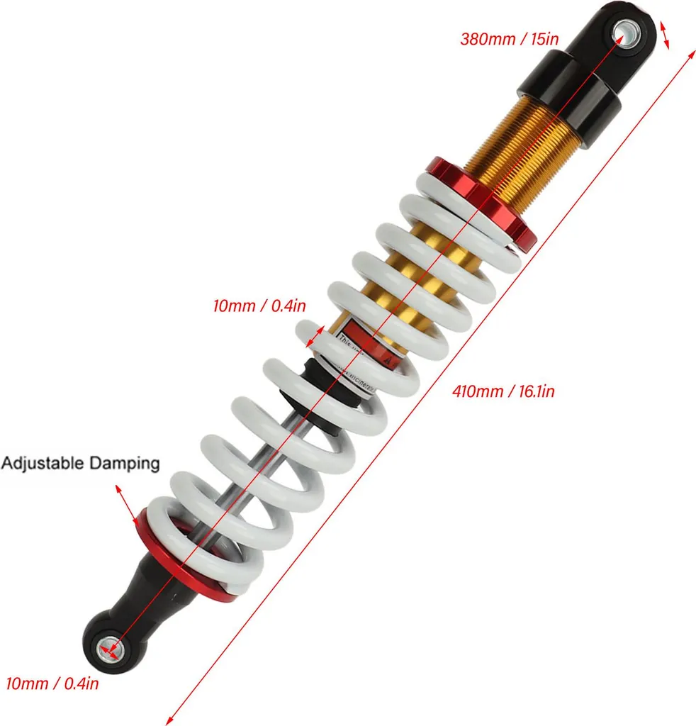 Amortisseur Réglable 380mm en Acier Renforcé pour Moto de 90cc à 250cc
