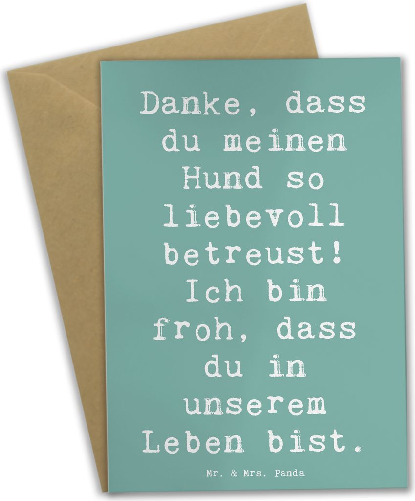 Mr. & Mrs. Panda Klappkarte Spruch Danke Hundesitter - Meeresbrise - Geschenk, Grußkarten, sagen, einladungskarten, Aufmerksamkeit, Bedanken, beso...