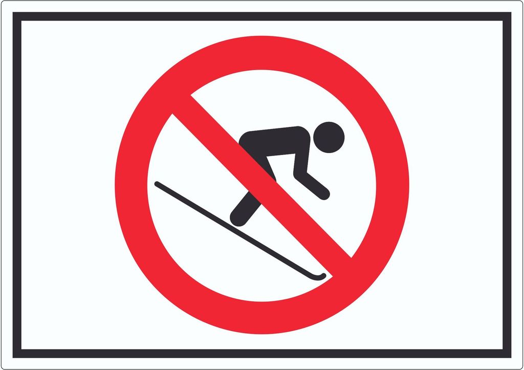 Ski fahren verboten Symbol Aufkleber A8 (52x74mm)