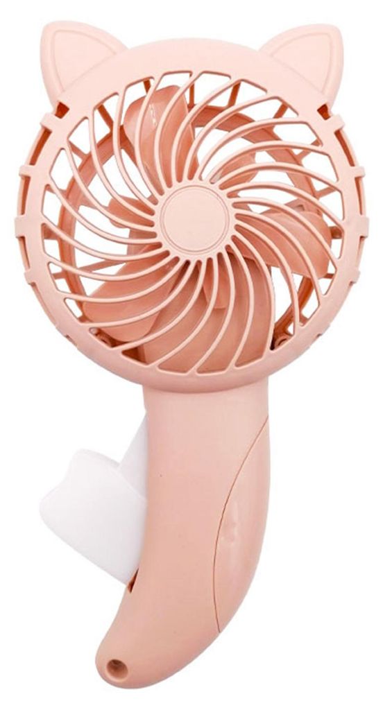 Handpresse-Ventilator, Cartoon-Katzenohr-Handheld, keine Batterie, manuell, kleine Kühlung für Reisen, Outdoor-Aktivitäten, Rosa
