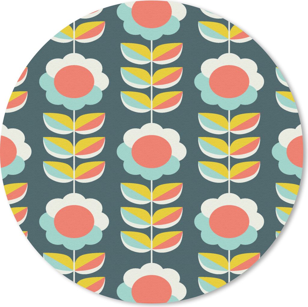 MuchoWow Mauspad Mousepad Retro - Blumen - Skandinavisch 40x40 cm - Mousepads - Maus Mat - Pad - Mausunterlage - Schreibtisch Accessoires