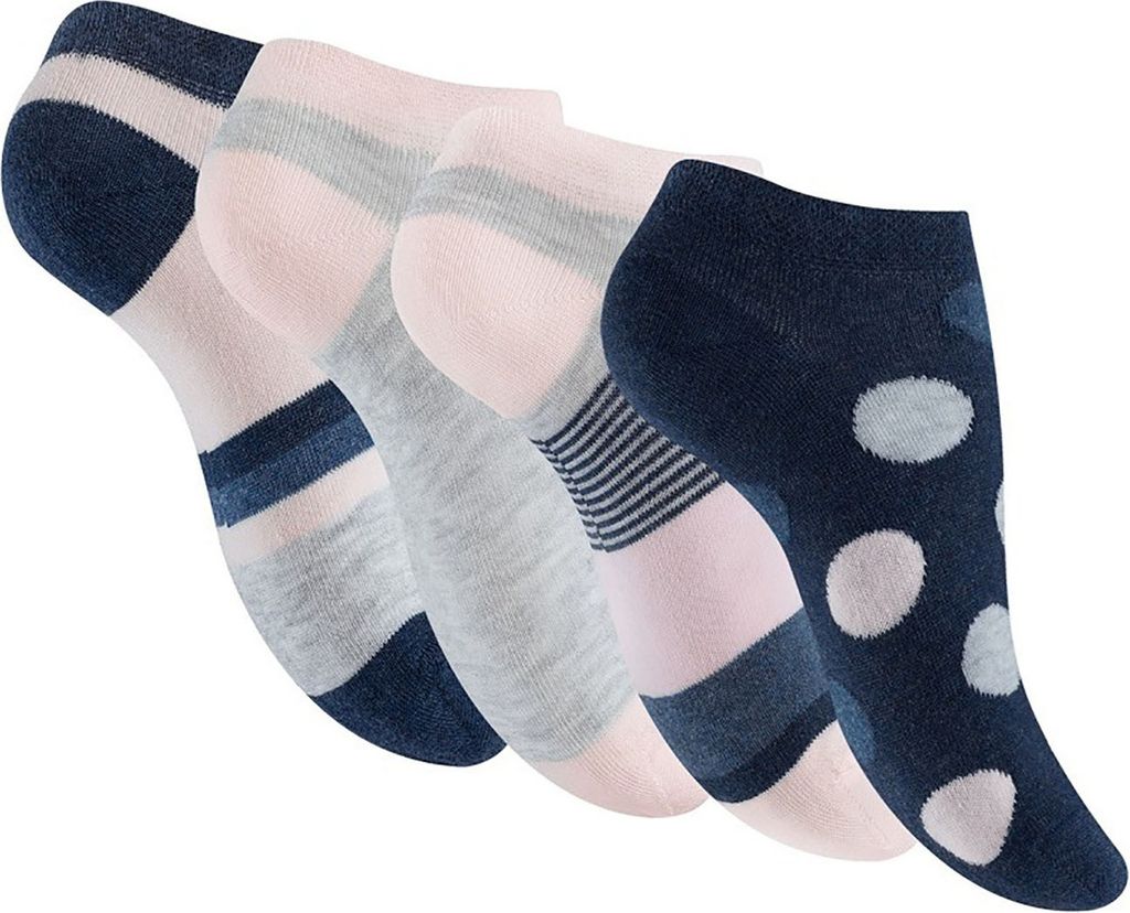 Damen Motiv Socken (8 x Paar) süße Söckchen für Frauen aus Baumwolle mit Streifen, Punkte, Herzen | Damensocken Sneaker Socken Füßlinge 8 Paa...