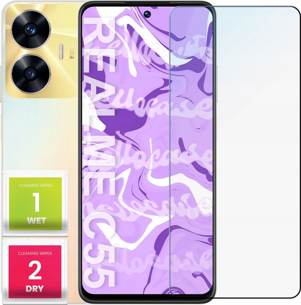 Glas für REALME C55 Panzerglas Panzerfolie Schutzglasfolie Displayschutzglas Echt Glas Schutz Folie Display Glasfolie 9H HELLOCASE