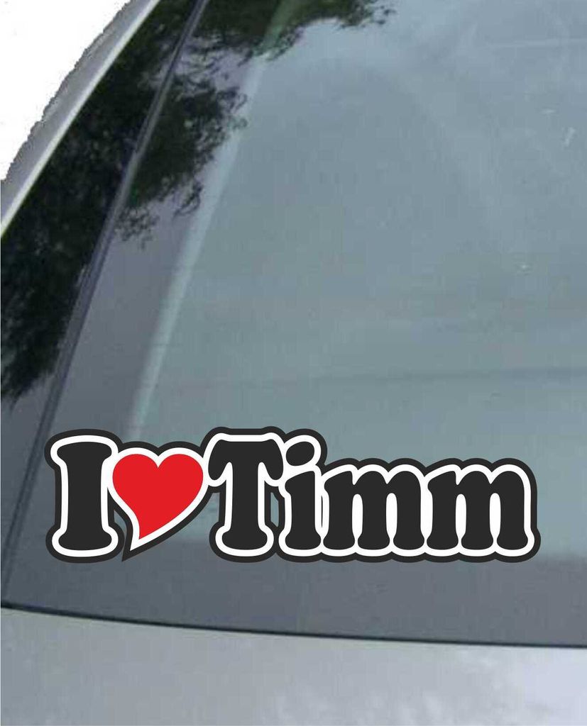 INDIGOS UG - Aufkleber / Autoaufkleber I Love Heart - Ich liebe mit Herz 15 cm - I LOVE Timm - Auto LKW Truck - Sticker mit Namen vom Mann Frau Kind