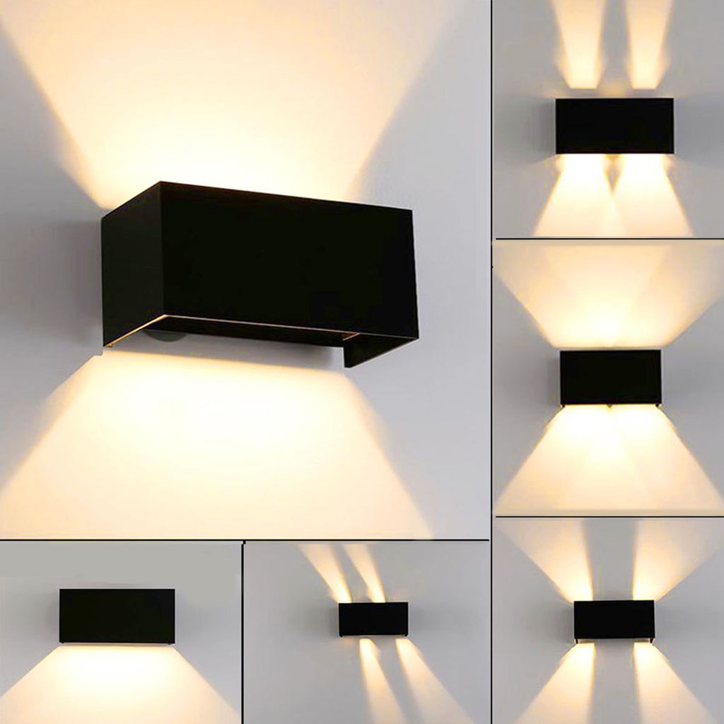 Oyajia 12W LED Wandleuchte, Modern Quader LED Wandlampe 20cm, Außen/Innen Aluminium-Wandleuchte, Verstellbarer Strahl, IP65 Wasserdichte, Warmweiß