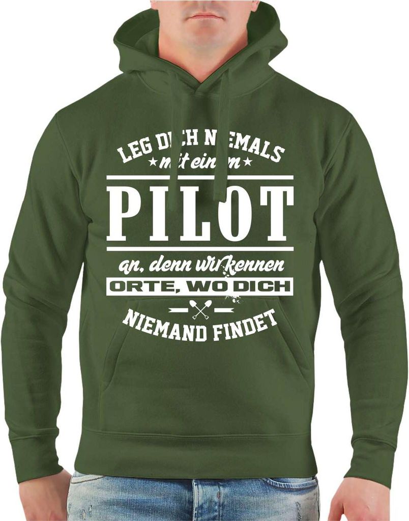 Herren Kapuzenpullover Leg dich niemals mit einem PILOT an