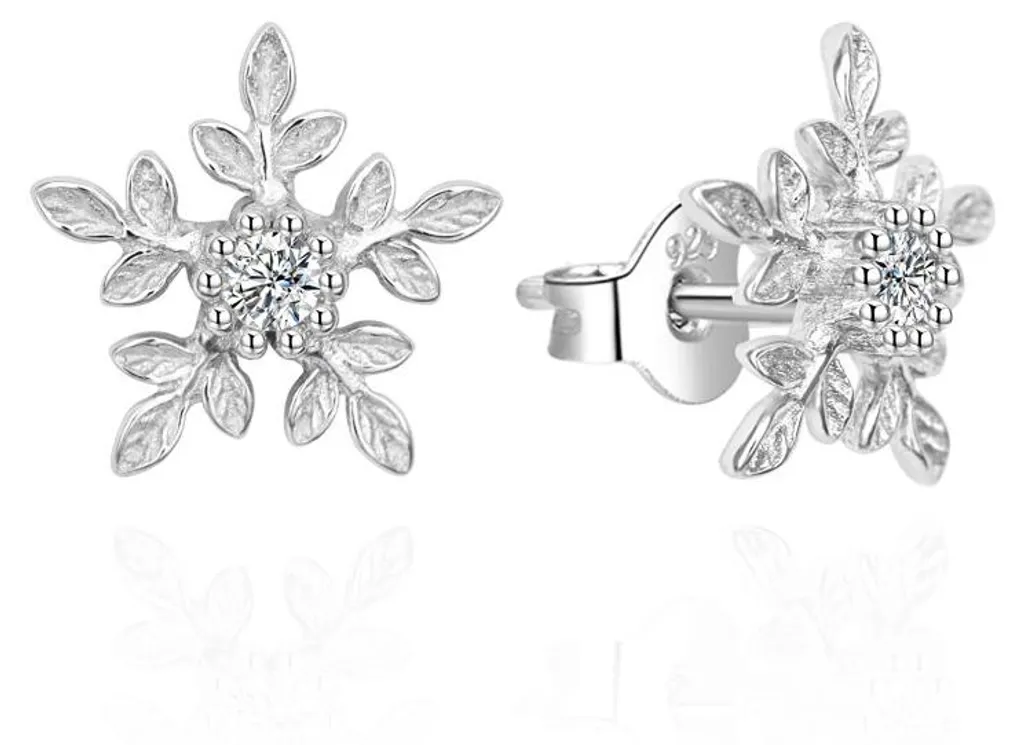 Boucles d'oreilles flocon argent AGT-E013PW avec détails ciselés