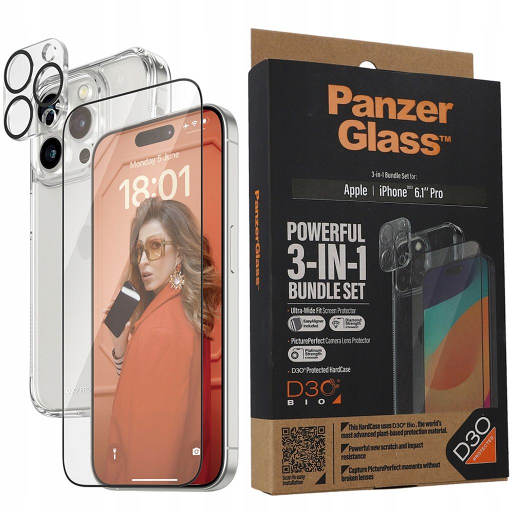 PanzerGlass ® 3-in-1 Set iPhone 15 Pro, Apple, Apple - Produktbild 