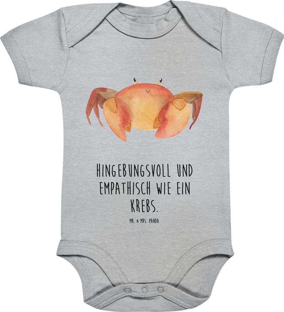 Mr. & Mrs. Panda Strampler Baby Sternzeichen Krebs 3. - 6. Monat - Heather Grey - Geschenk, Babybody, body baumwolle, Krebse, Meer, Meerestier, ove...