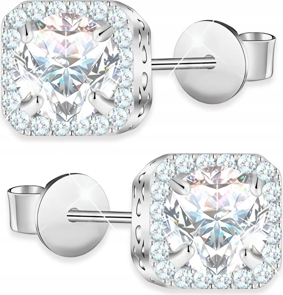 Orecchini quadrati in argento con quadratini di cristallo zirconio ARGENTO 925